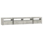 vidaXL Meuble TV avec lumières LED Gris béton 240x35x40 cm