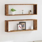 vidaXL Étagère murale avec étagère 2 Pièces Bois ancien 80 x 15 x 26 cm