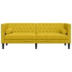 vidaXL Canapé Chesterfield avec traversins 3 places jaune velours