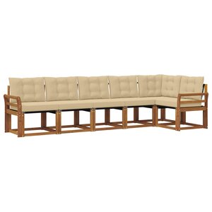 vidaXL Ensemble de canapés d'extérieur 6 pc Naturel et Beige