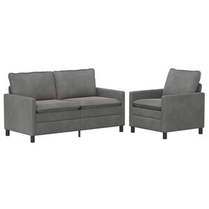 vidaXL Ensemble de Canapés 2 Pièces Gris foncé Velours