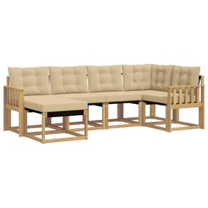 vidaXL Ensemble de canapés d'extérieur 6 Pièces Blanc et Beige
