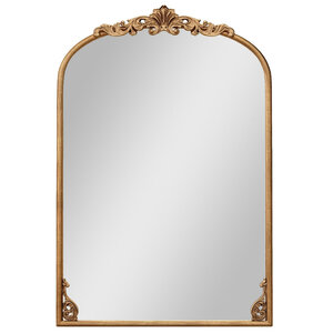Miroir mural baroque vintage 90 x 61 cm avec crochets de suspension design élégant en résine or 20_0018938
