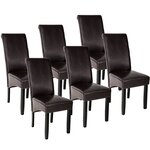 Lot de 6 chaises pieds noir siège de salon cuisine salle à manger design carré élégant marron 08_0000087