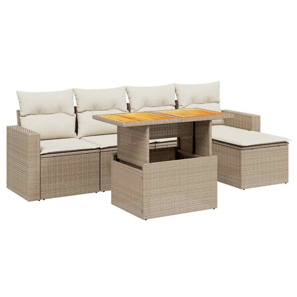 vidaXL Salon de jardin avec coussins 6 Pièces beige résine tressée