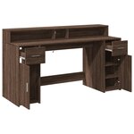 vidaXL Bureau et lumières LED chêne marron bois d'ingénierie