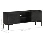 vidaXL Meuble TV Noir 115x30x46 cm Bois massif de manguier