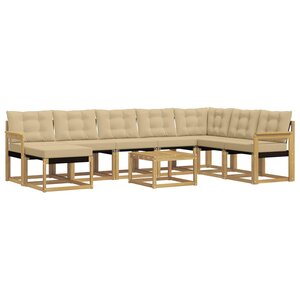 vidaXL Ensemble de canapés d'extérieur 9 Pièces Blanc et Beige