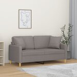 vidaXL Canapé 2 places avec oreillers décoratifs taupe 140 cm tissu