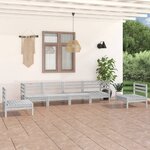 vidaXL Salon de jardin 6 Pièces Blanc Bois de pin massif
