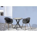 Table Mosaique de jardin - Gris anthracite, céramique noir, marbre jaune - Métal - D 70 cm - Démontable
