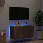 vidaXL Meuble TV mural avec lumières LED chêne fumé 80x35x41 cm