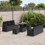 vidaXL Ensemble de canapé de jardin 9 Pièces Noir Poly rotin