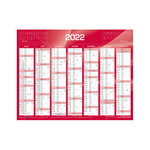 Calendrier Mural  2022 - 14 Mois - 27 x 21 cm - Couleur Rouge