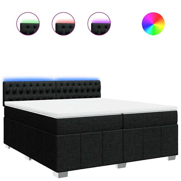 vidaXL Sommier à lattes de lit avec matelas Noir 200x200 cm Tissu