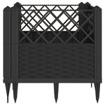 vidaXL Jardinière avec piquets noir 43 5x43 5x43 5 cm PP