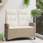 vidaXL Banc de jardin avec oreiller Beige et crème 105 x 60 x 112 cm
