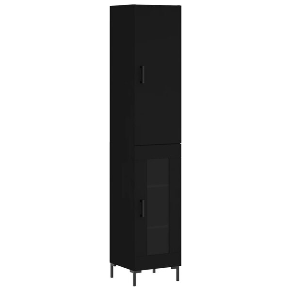 vidaXL Buffet haut Noir 34 5x34x180 cm Bois d'ingénierie