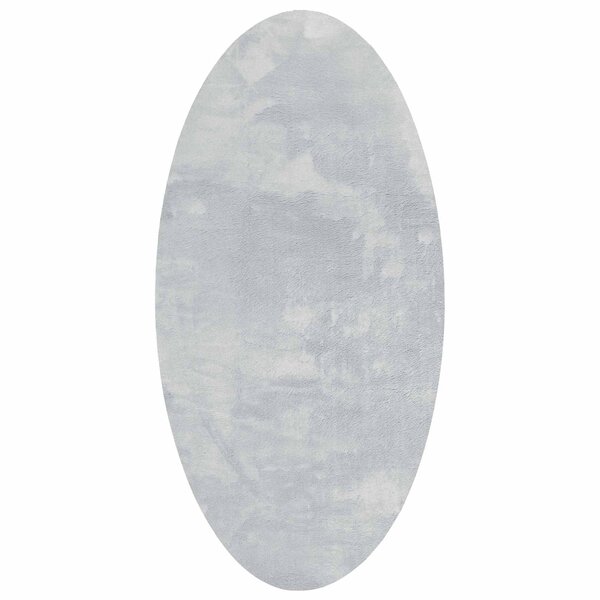 vidaXL Tapis de surface ovale HUARTE Gris 80 x 150 cm 100  Polyester