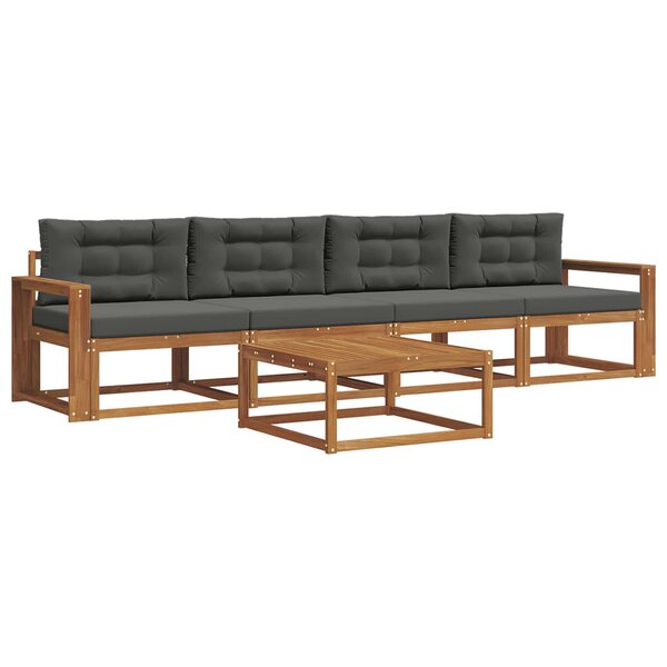 vidaXL Ensemble de canapés d'extérieur 5 Pièces Naturel et Anthracite