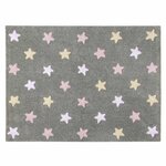 Tapis coton motif petites étoiles 3 couleurs - gris rose - 120 x 160