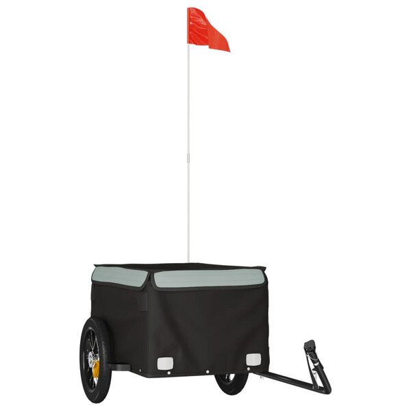 vidaXL Remorque de vélo noir et gris 30 kg fer