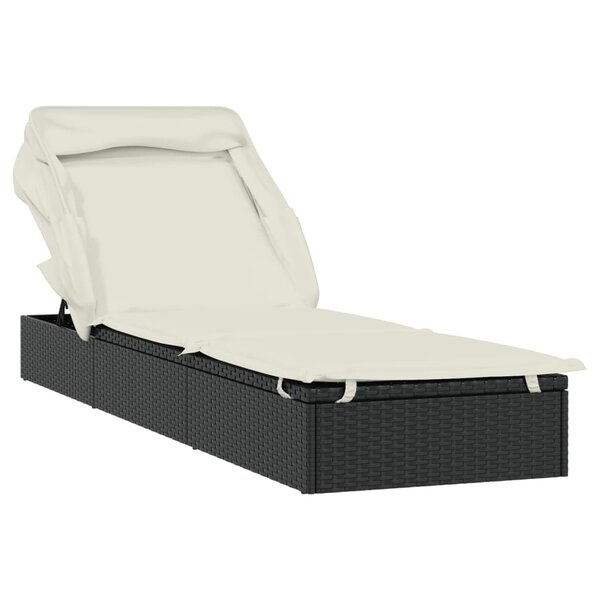 vidaXL Transat avec toit pliable noir 213x63x97 cm résine tressée