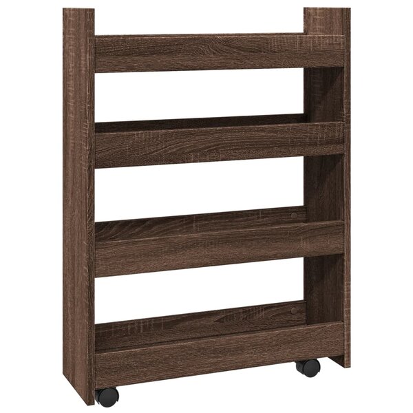 vidaXL Chariot de rangement étroit 4 niveaux chêne marron