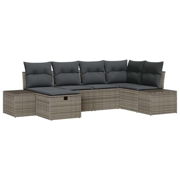 vidaXL Ensemble de canapé de jardin 6 Pièces Gris 55 x 62 x 69 cm