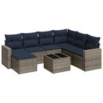 vidaXL Salon de jardin 8 Pièces avec coussins gris résine tressée