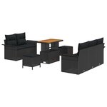 vidaXL Ensemble de canapé de jardin avec coussin 8 Pièces Noir