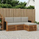 vidaXL Ensemble de canapés d'extérieur 4 Pièces Naturel et gris clair