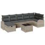 vidaXL Ensemble de Canapés de Jardin de 8 Pièces avec Coussins en Poly Rotin Gris Clair