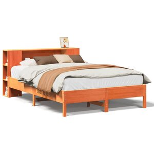 vidaXL Lit bibliothèque sans matelas cire marron 140x200 cm pin massif