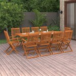 vidaXL Mobilier à dîner de jardin 11 Pièces Bois d'acacia massif