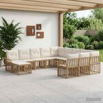 vidaXL Ensemble de canapé de jardin 12 Pièces Blanc Naturel et Crème
