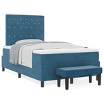 vidaXL Lit à Ressorts avec Matelas & Banc Bleu Marine 120x190 cm Velours