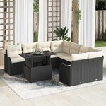 vidaXL Ensemble de canapé de jardin 9 Pièces Noir 100 x 55 x 73 cm