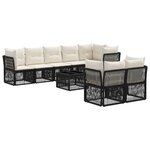 vidaXL Ensemble de canapé de jardin 9 Pièces Noir polyrotin