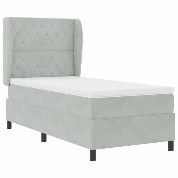 vidaXL Lit à ressorts avec matelas Gris clair 100 x 200 cm Velours