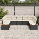 vidaXL Ensemble de canapé de jardin avec coussin 9 Pièces Noir Poly rotin