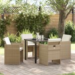 vidaXL Ensemble de salle à manger pour jardin 5 Pièces Beige polyrotin