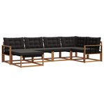 vidaXL Ensemble de canapés d'extérieur 6 pc Naturel et Noir