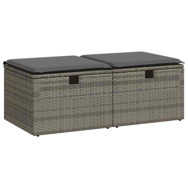 vidaXL Salon de jardin 2 Pièces avec coussins gris résine tressée acacia