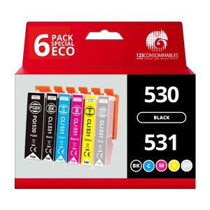 Pack compatible Canon PGI-530  CLI-531  6 cartouches