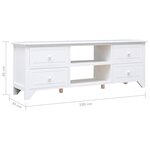 vidaXL Meuble TV Blanc 108x30x40 cm Bois de Paulownia solide