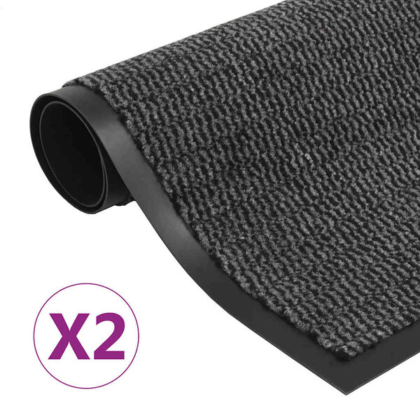 vidaXL Paillassons rectangulaires 2 Pièces 80 x 120 cm Anthracite