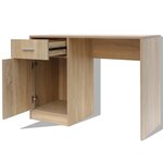 Bureau table meuble travail informatique avec tiroir et placard 100 cm chêne