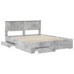 vidaXL Cadre de lit Gris béton 160 x 200 cm Bois d'ingénierie