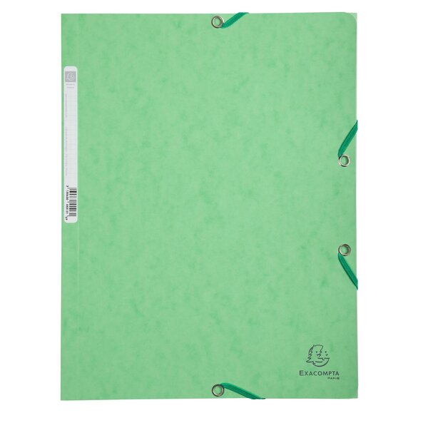 Chemise 3 Rabats À Élastiques Carte Lustrée 400g/m2 - A4 - Tilleul - X 25 - Exacompta